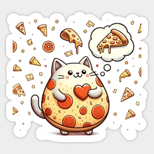 Funny Fat with Pizza, Funny Pizza lover Sticker